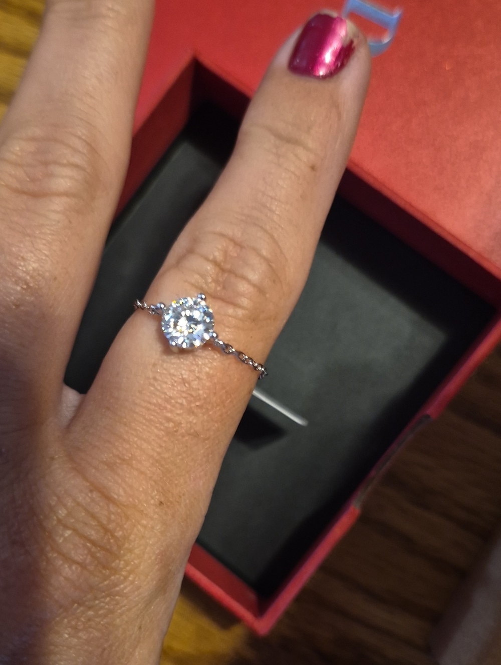 Delicate Silver Halo Solitaire Ring in White - Women Jewelry Nwt